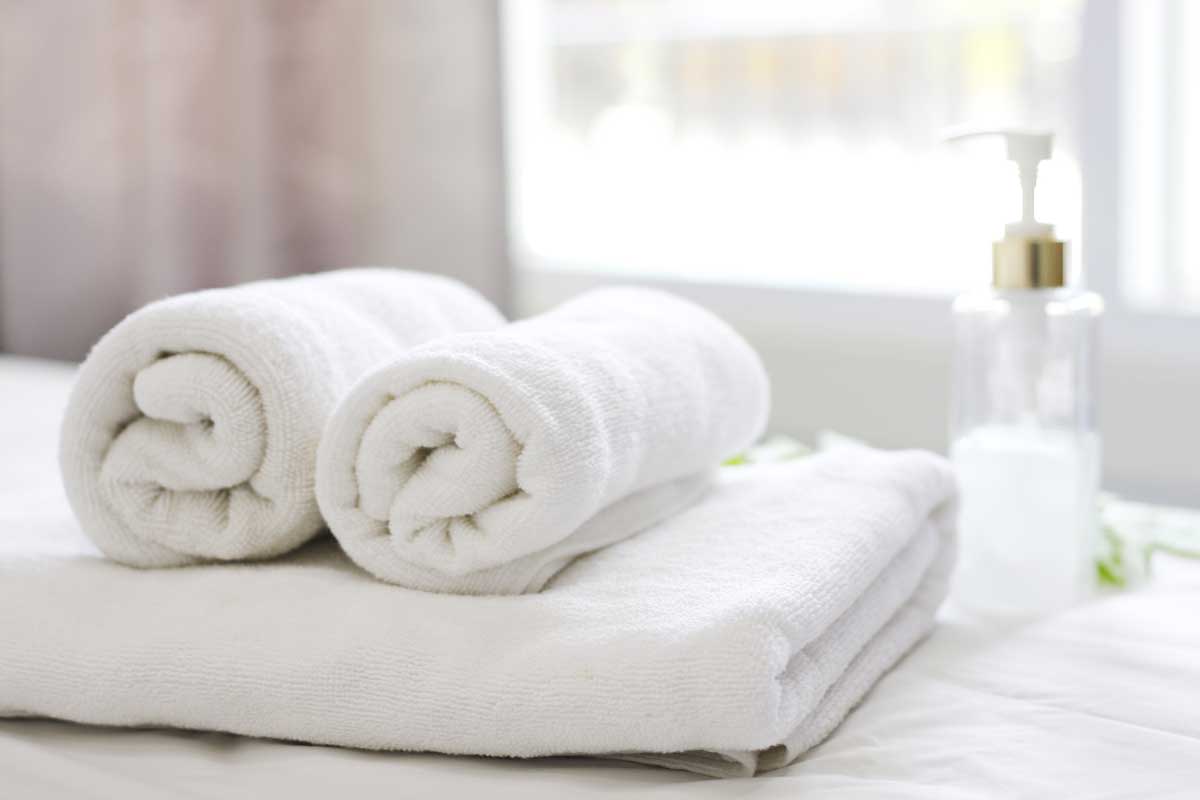 Clean white rental towels